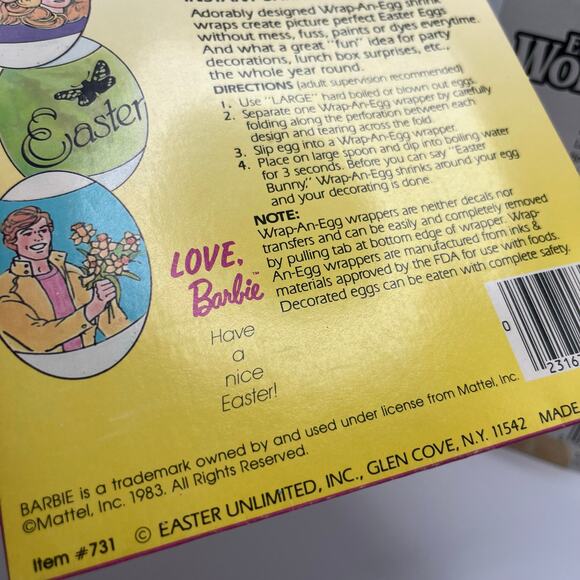 Vintage Easter Barbie Chick Bundle - Barbie Wrap an Egg, Easter Wobblers 1980's - Picture 3 of 7